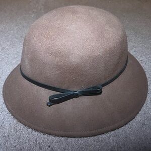 Nine West Woman's Banded Floppy Felt Trench Hat Brown Tan 100% Wool